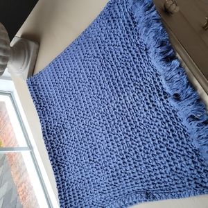 4 Crate & Barrel Blue Waffle Cotton Hand Towels